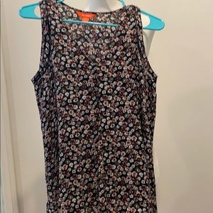 Navy and floral sleeveless blouse